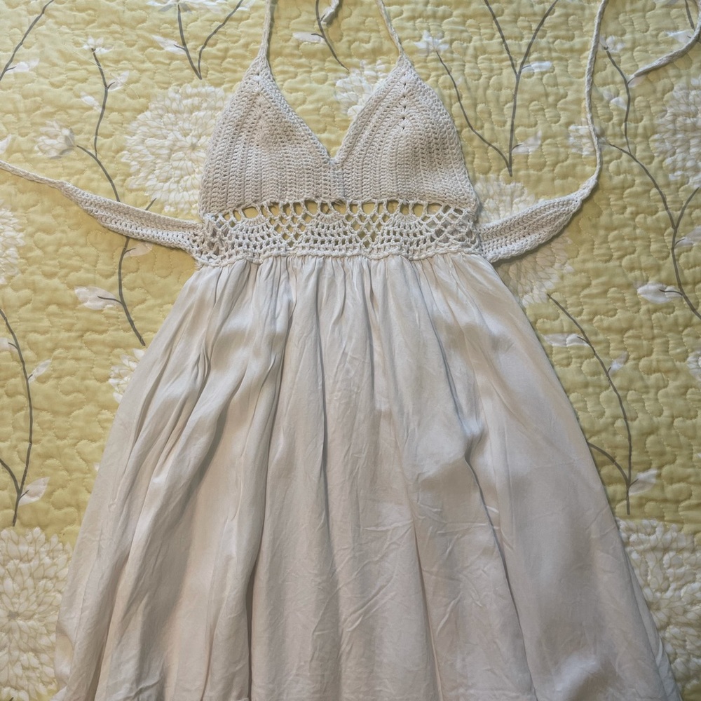 White crotchet dress